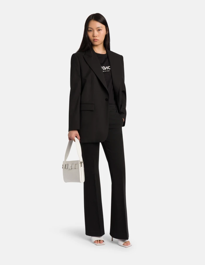 Lexi short skinny-fit bootcut trousers in stretch bull denim