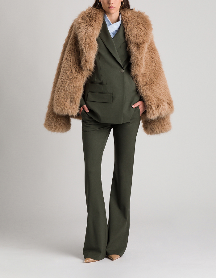 Lexi skinny bootcut trousers in wool gabardine