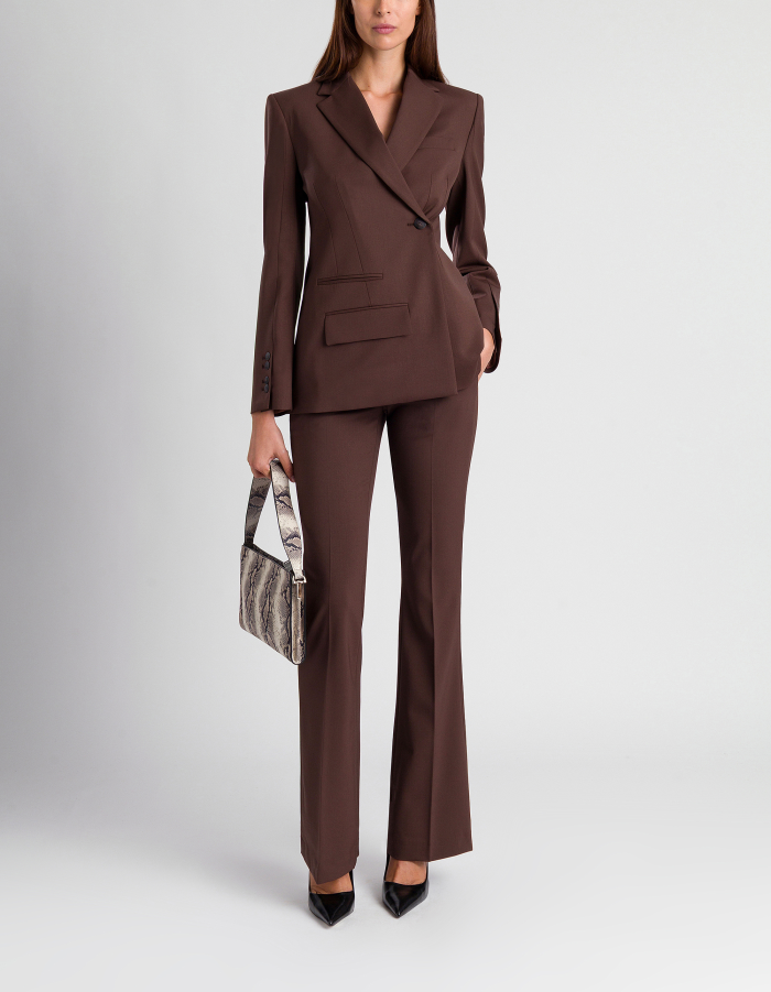Lexi skinny bootcut trousers in wool gabardine