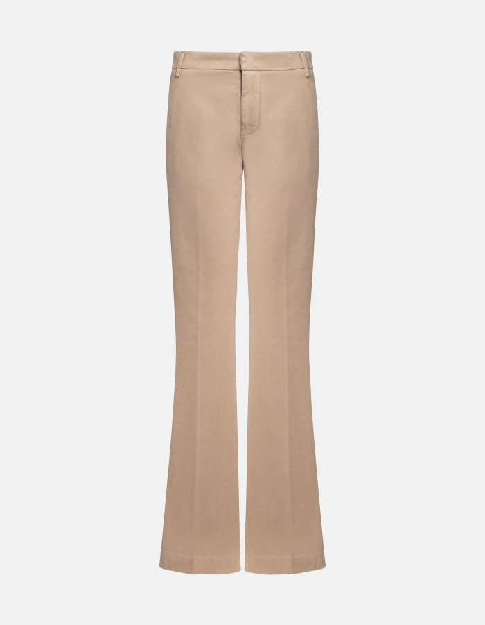 Lexi skinny bootcut trousers in peach-finish satin