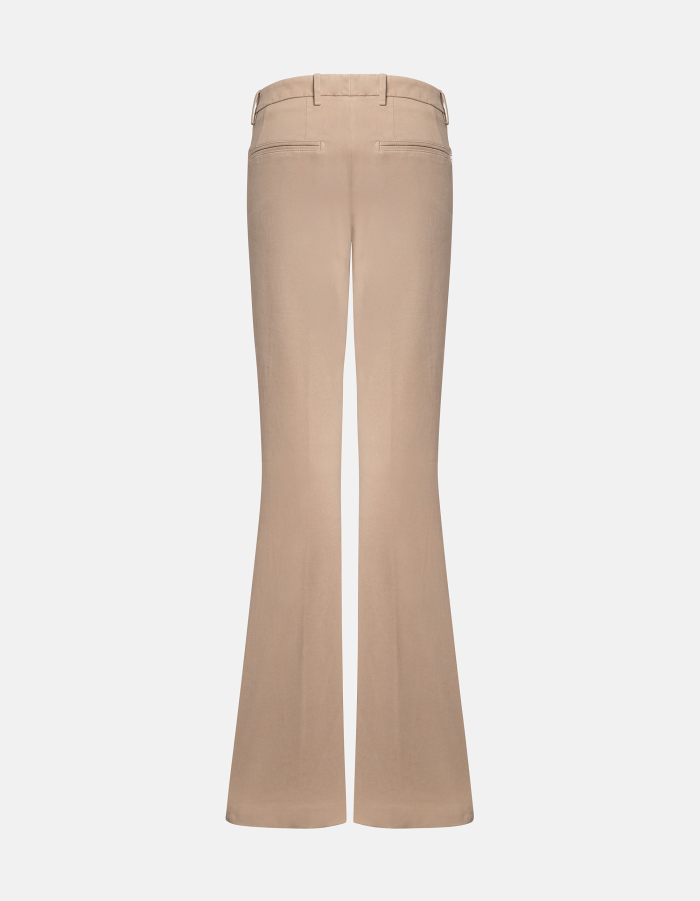 Lexi skinny bootcut trousers in peach-finish satin