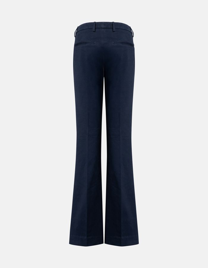 Lexi skinny bootcut trousers in peach-finish satin