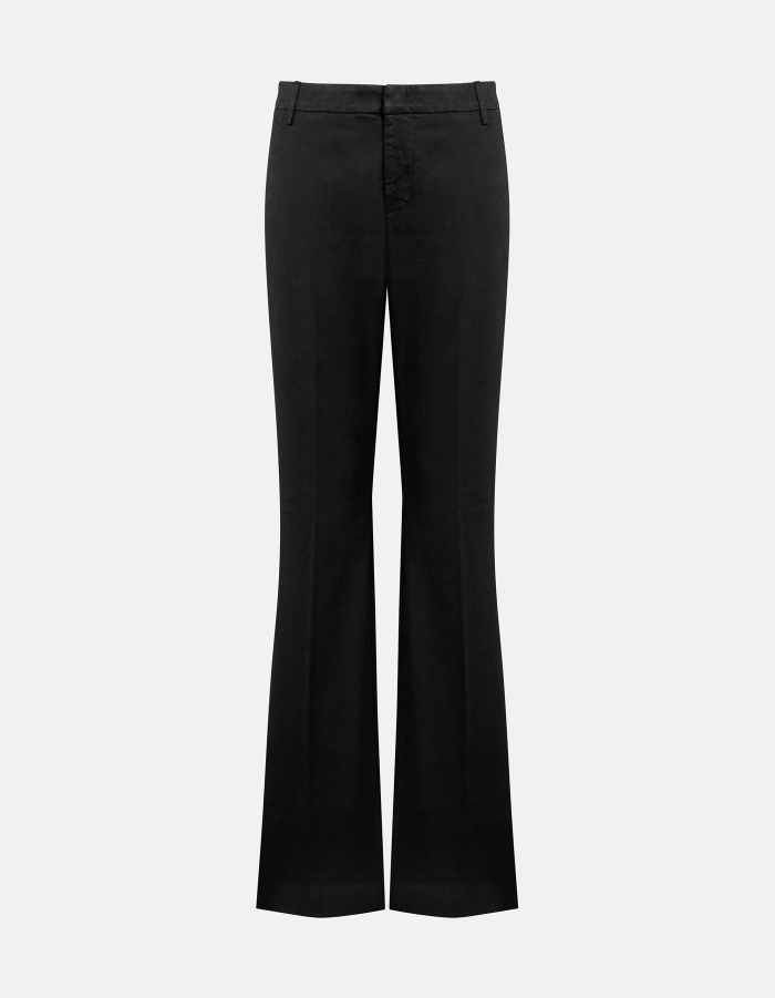 Lexi skinny bootcut trousers in peach-finish satin
