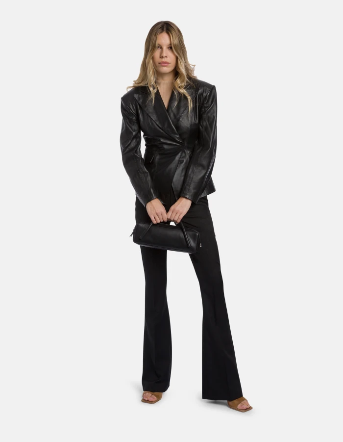 Lexi skinny-fit bootcut trousers in wool gabardine