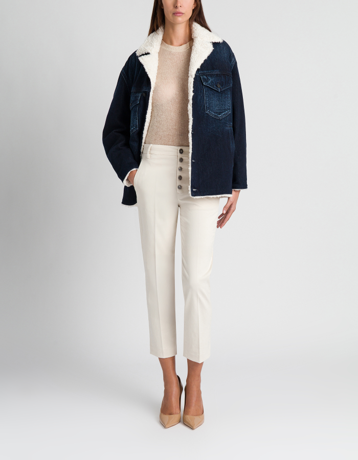 Nima loose-fit trousers in warm hand gabardine