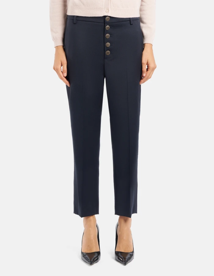 Pantaloni Nima loose in gabardina di lana