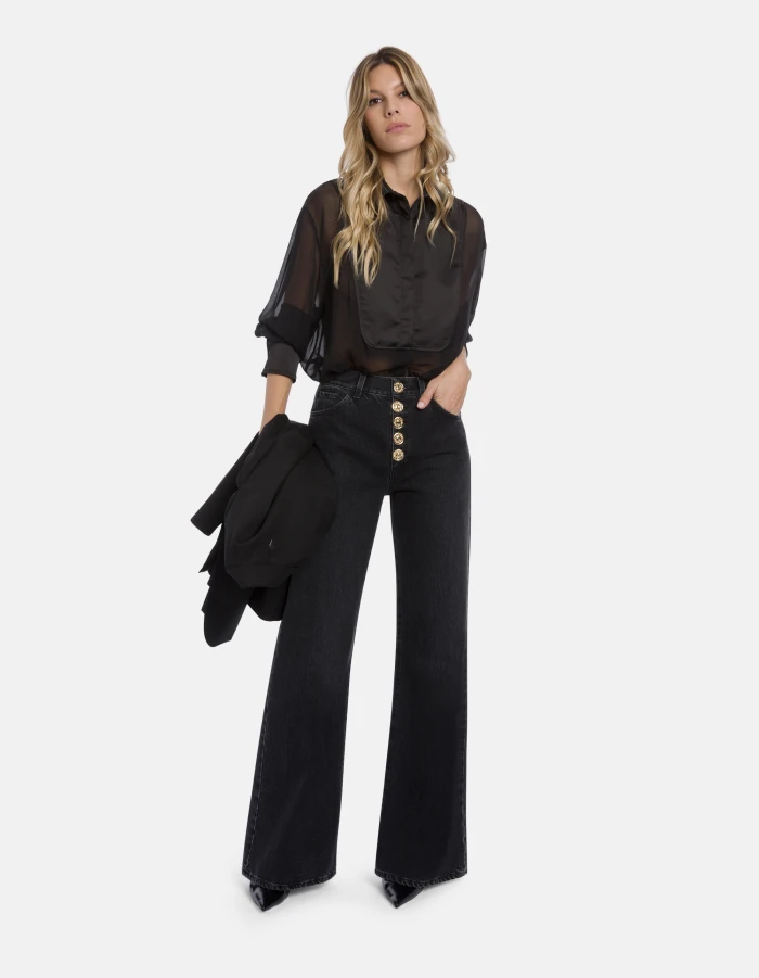 Amber wide-leg jeans in sustainable rigid denim