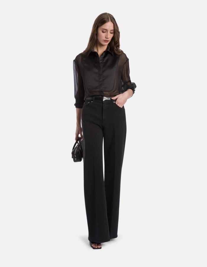 Amber wide-leg jeans in stretch bull denim