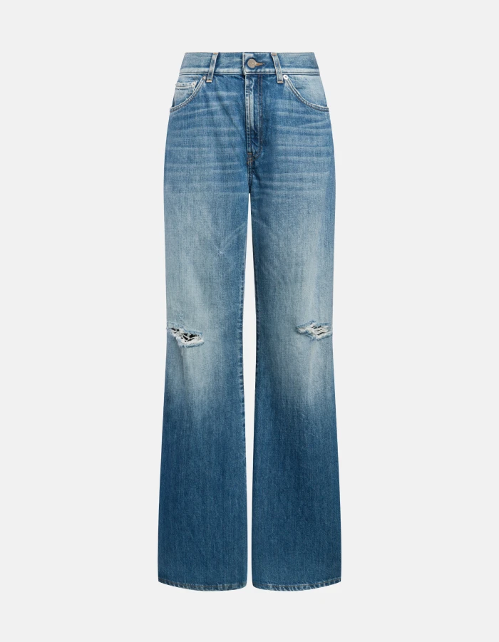 Amber wide-leg jeans in rigid denim