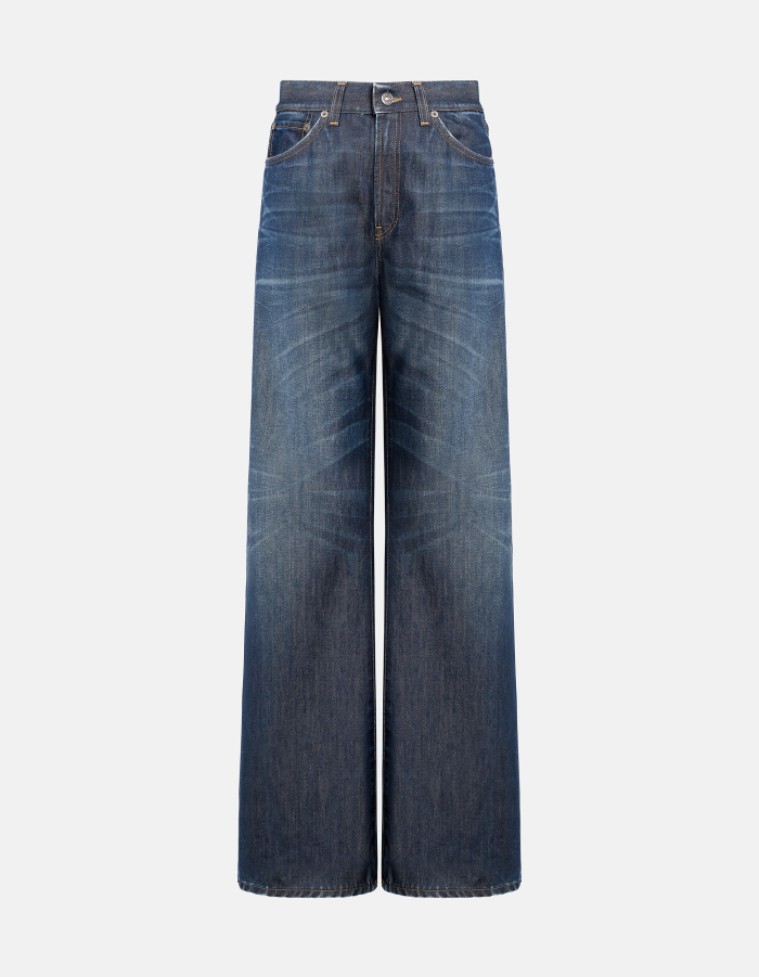 Amber wide-leg jeans in sustainable rigid denim