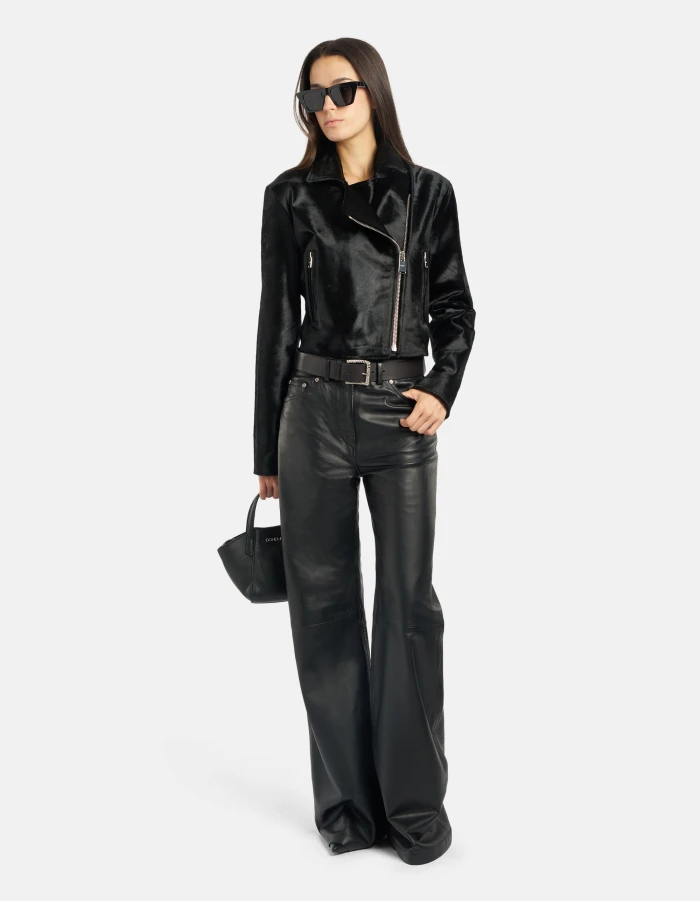 Amber wide-leg trousers in nappa leather