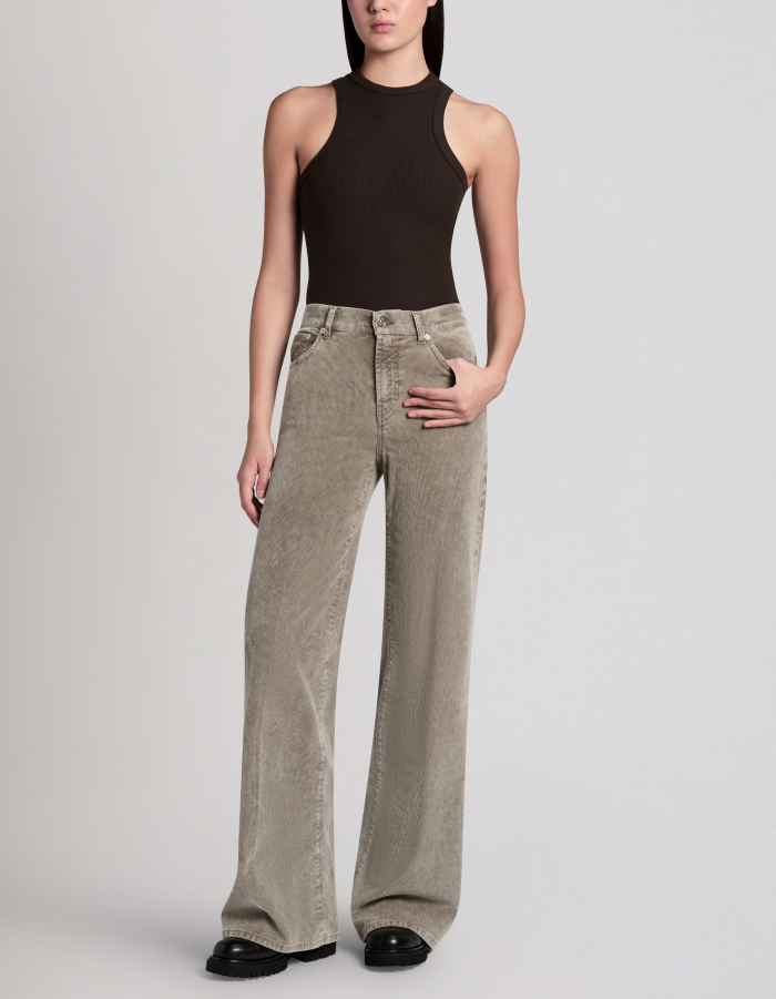 Amber wide-leg trousers in stretch velvet