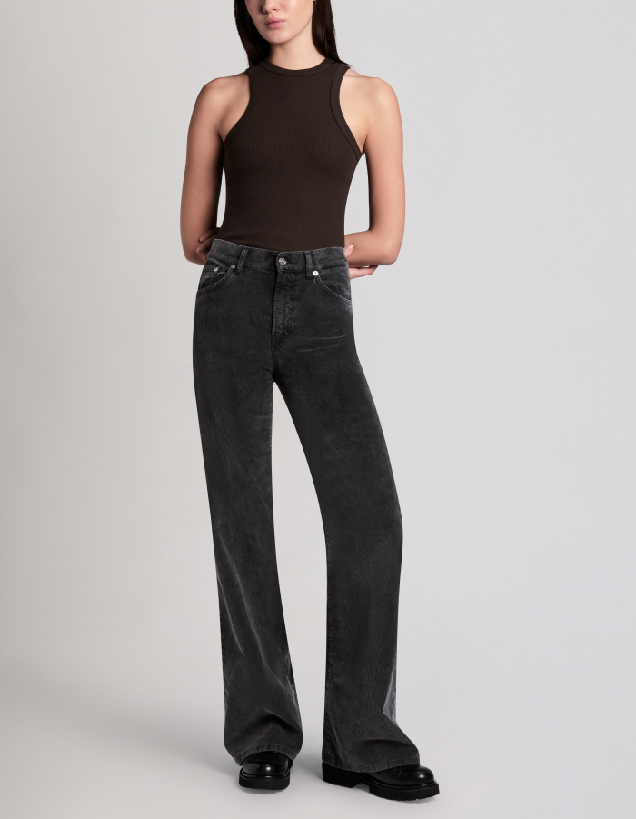Amber wide-leg trousers in stretch velvet
