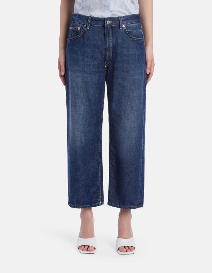 Jeans Tami mit weitem Bein aus Rigid Lyocell-Denim