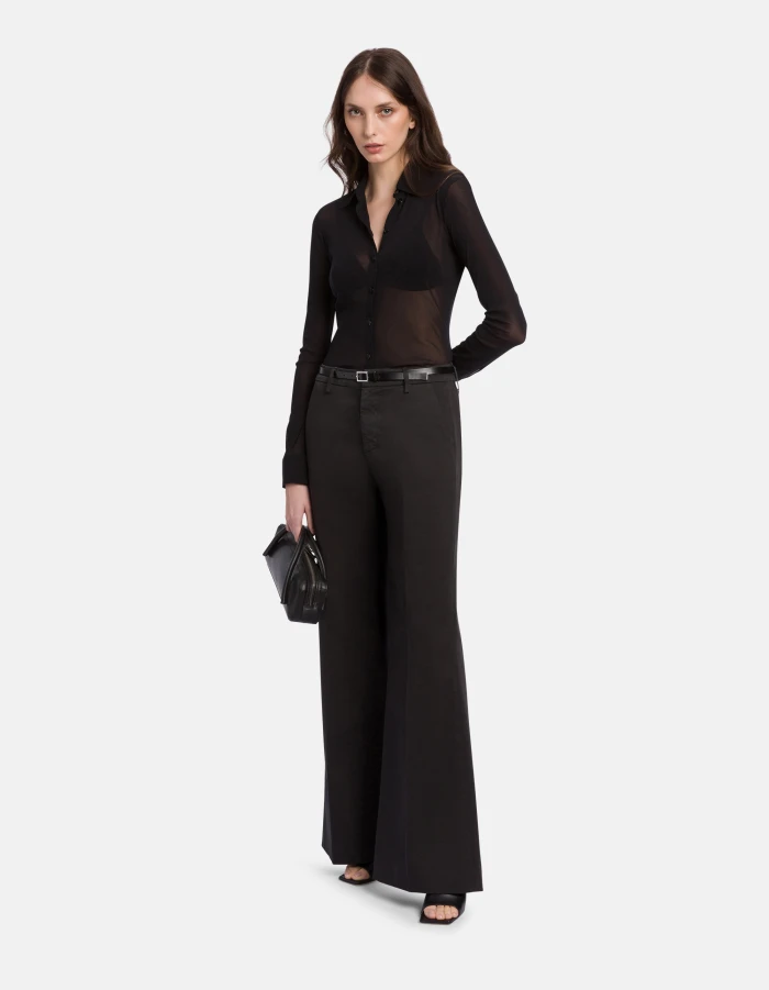 Janice wide-leg trousers in compact gabardine