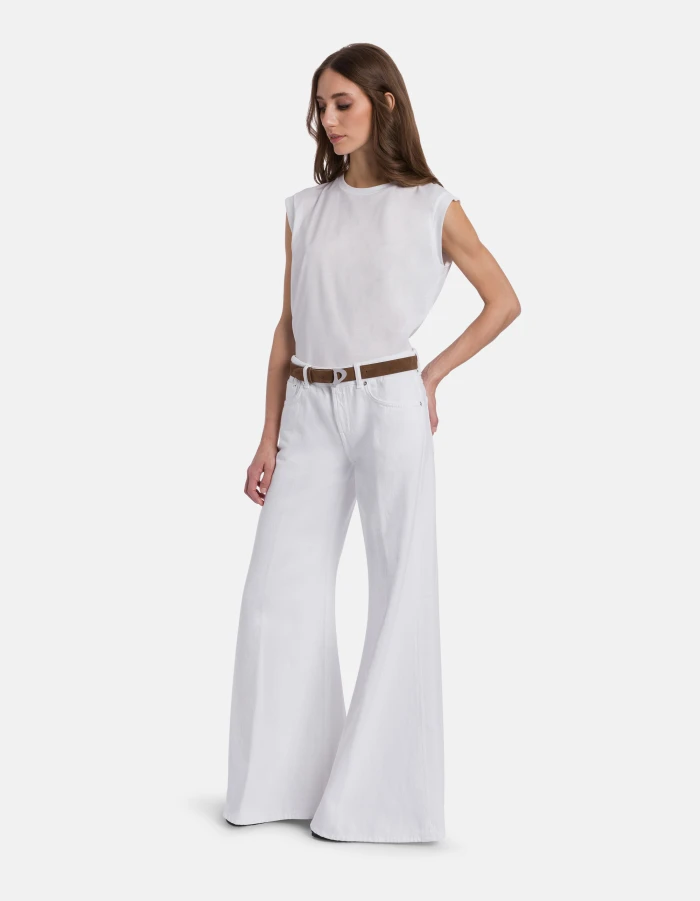 Marlen wide-leg jeans in rigid bull denim