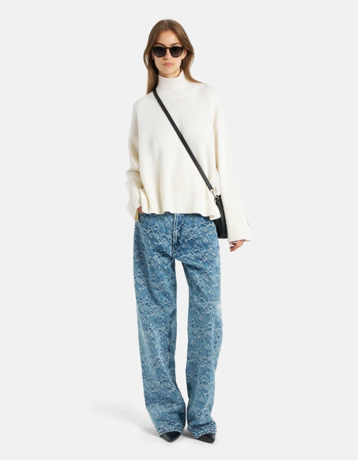 Jeans Francine wide leg in denim jaquard