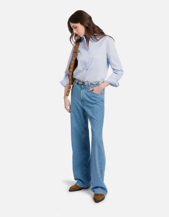 Francine wide-leg jeans in rigid cotton and lyocell denim