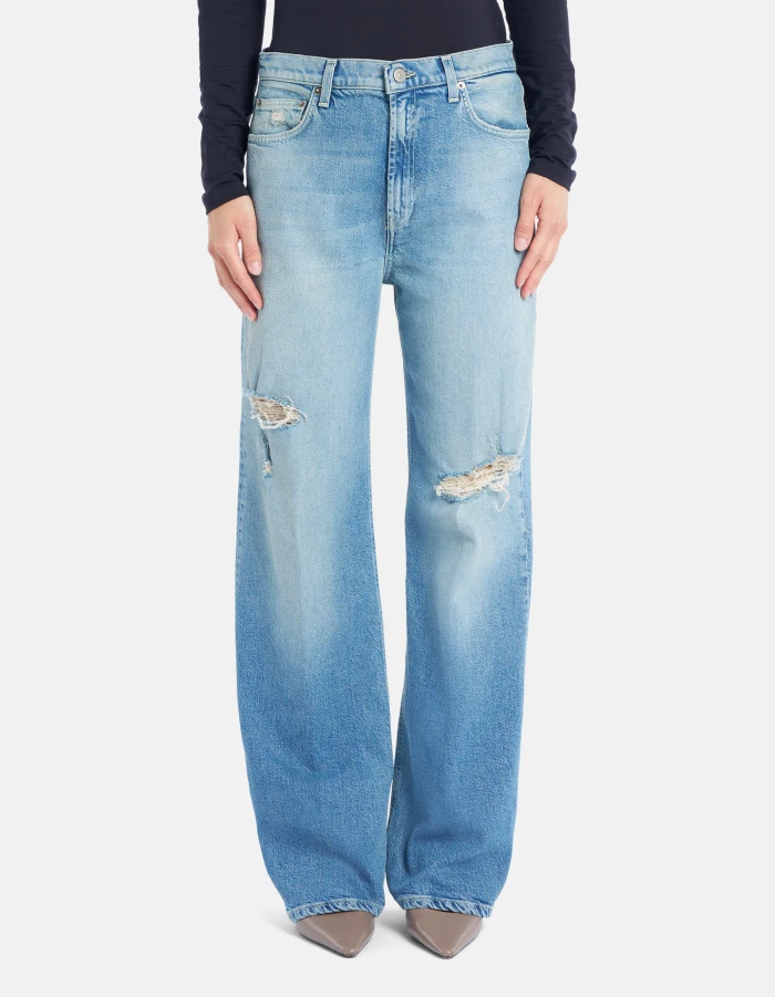 Francine wide-leg jeans in cotton and lyocell stretch denim