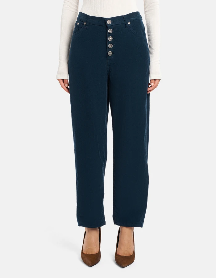 Pantaloni Bessie loose in velluto cotone e lyocell