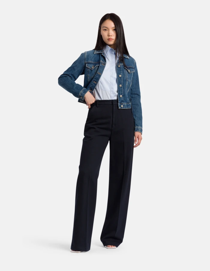 Reina wide-leg trousers in rigid bull denim