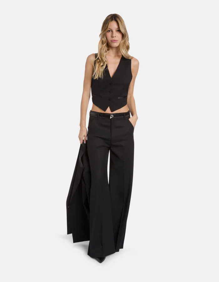 Idra wide-leg trousers in wool-blend gabardine