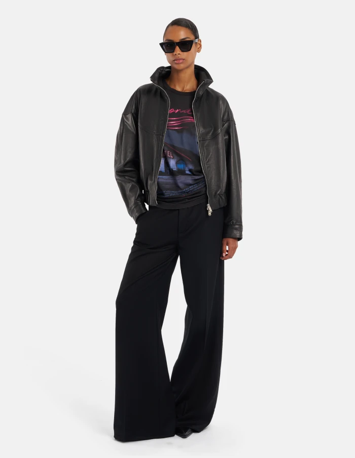 Pantaloni Idra wide leg in flanella