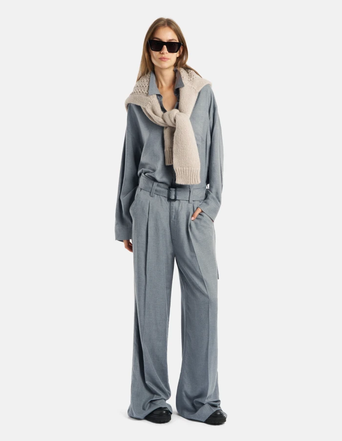 Pantaloni Kim loose in levantina di viscosa