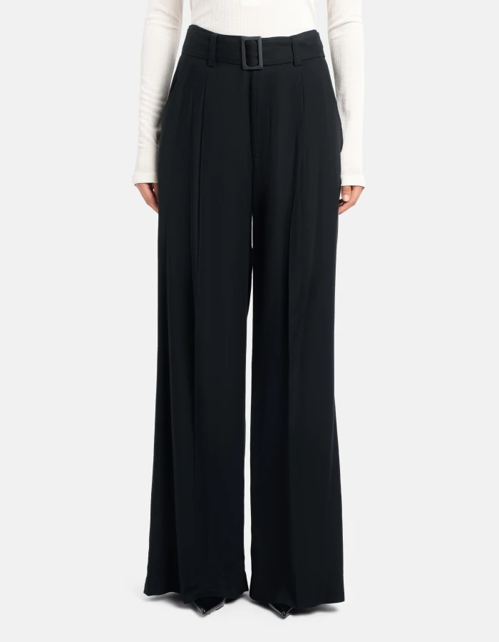 Pantaloni Kim loose in levantina di viscosa