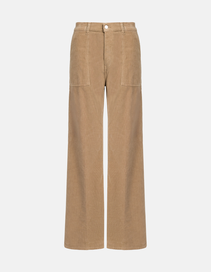 Hose Amely mit weitem Bein aus Stretch-Samt aus Baumwolle und Lyocell