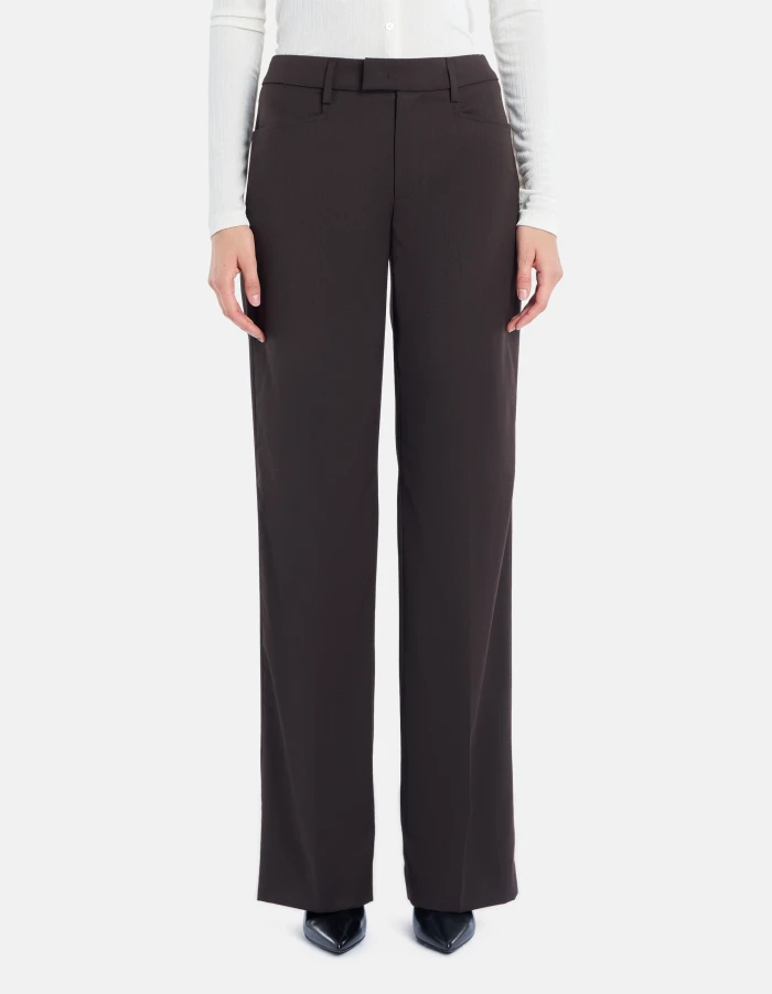 Pantaloni Flora regular in gabardina misto lana