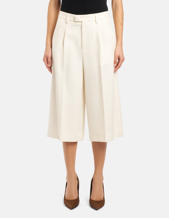 Pantaloni Gillian wide leg in canvas di pura lana