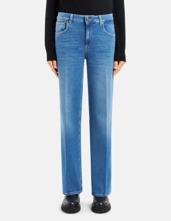 Karis wide-leg jeans in stretch denim