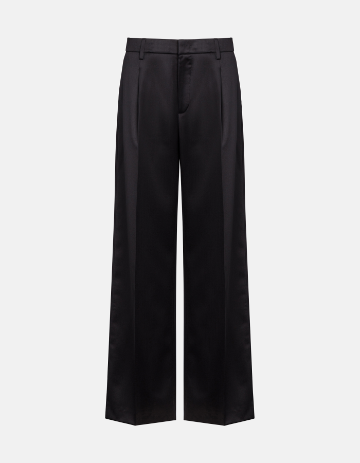Lia wide-leg trousers in wool satin