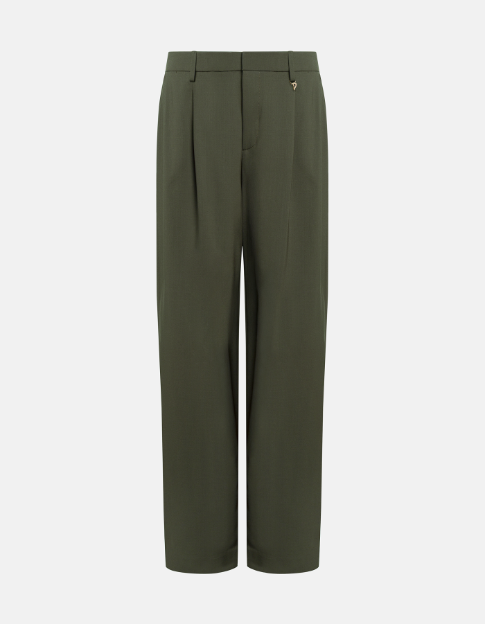 Pantaloni Lia wide leg in gabardina di lana