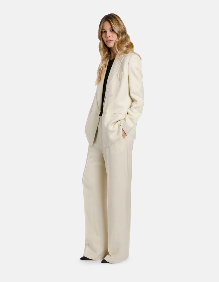 Penni wide-leg trousers in viscose and linen twill