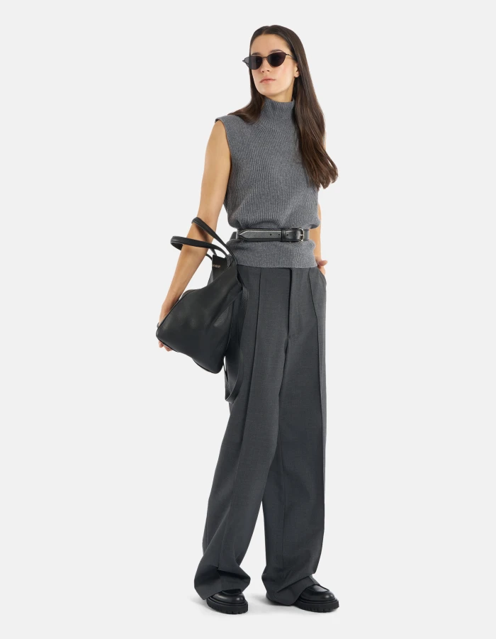 PantalonI Penni wide leg in gabardina di lana