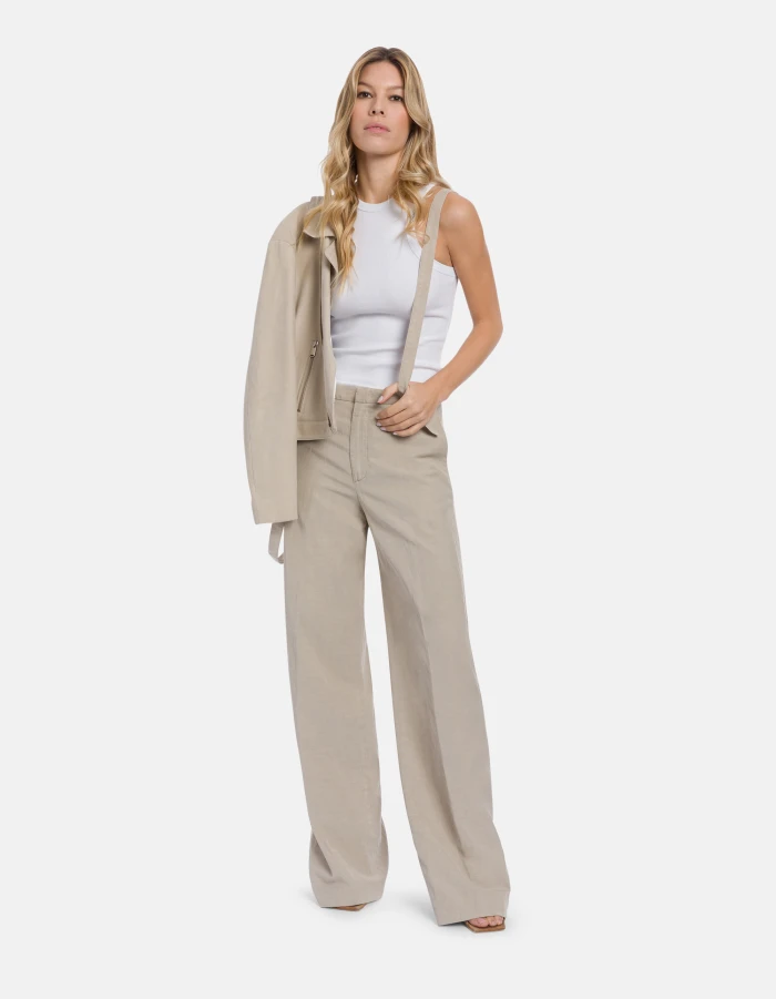 Tecla wide-leg trousers in linen and lyocell