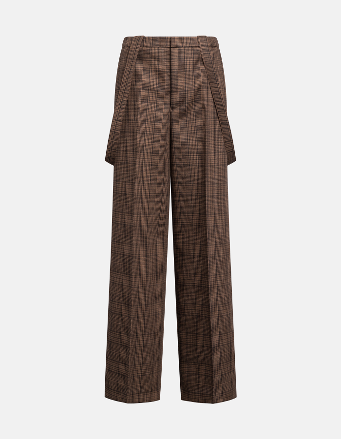 Pantaloni Tecla wide leg in lana principe di Galles