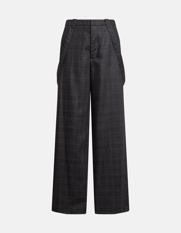 Pantaloni Tecla wide leg in lana principe di Galles