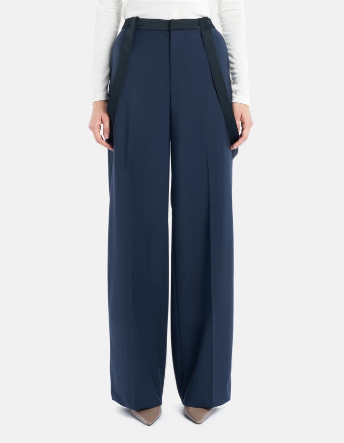 PantalonI Tecla wide leg in gabardina di lana