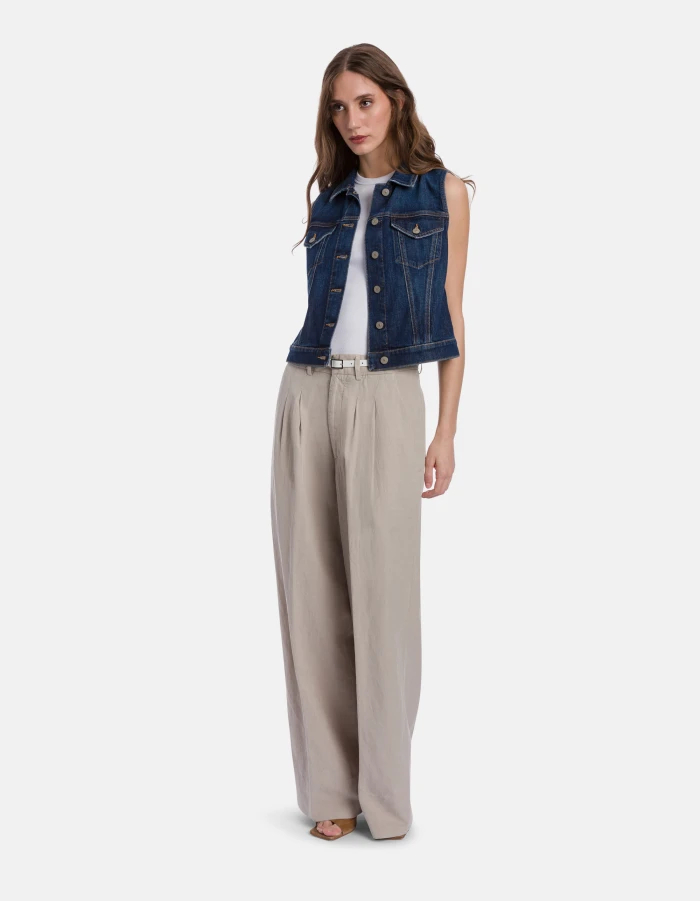 Eloise wide-leg trousers in linen and lyocell