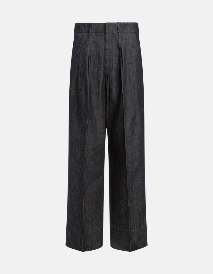 Eloise wide-leg trousers in rigid silk denim