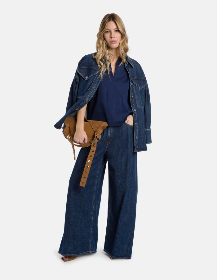 Maggie wide-leg jeans in stretch denim