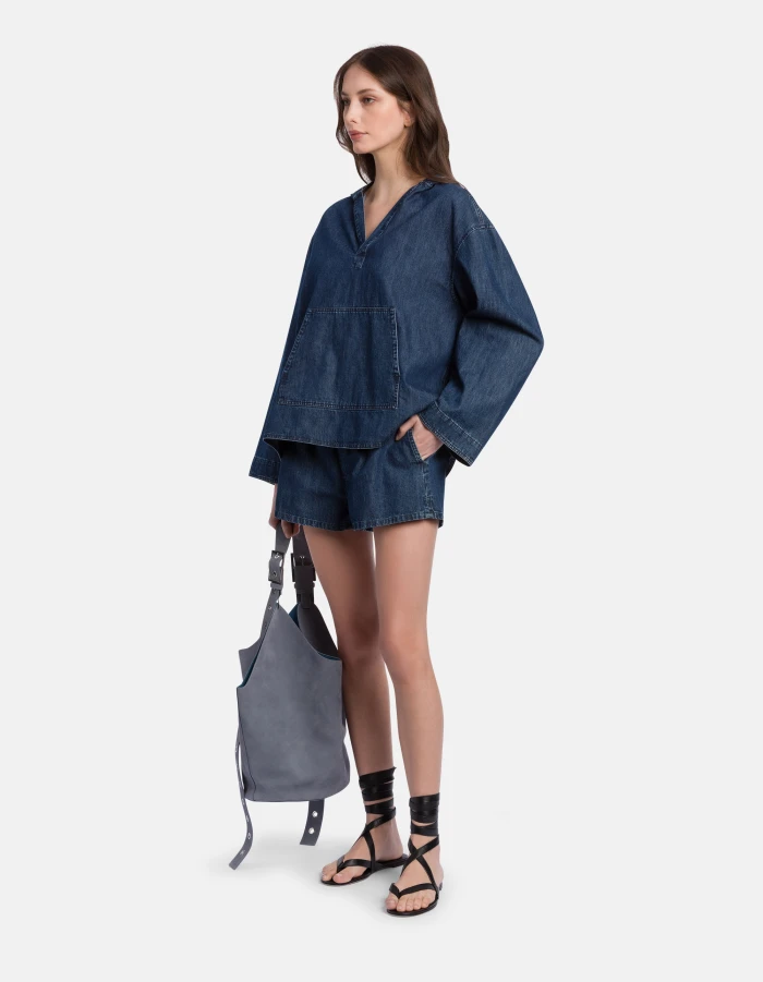 Shorts Gym jogger in denim fisso