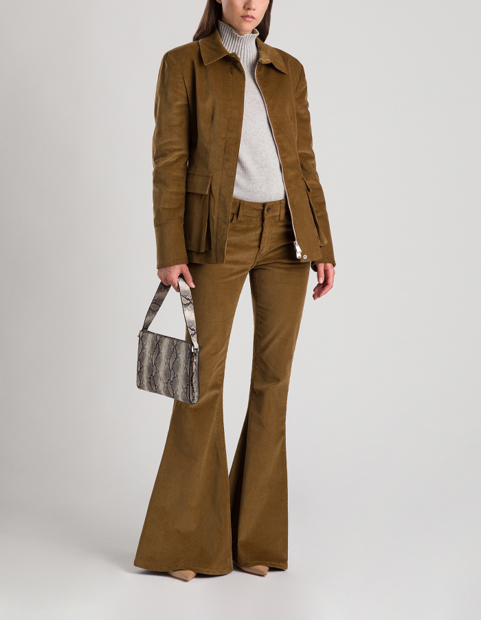 Karen super skinny bootcut trousers in stretch velvet
