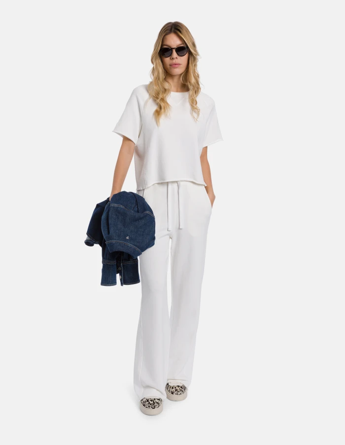 Wide-leg trousers in brushed cotton