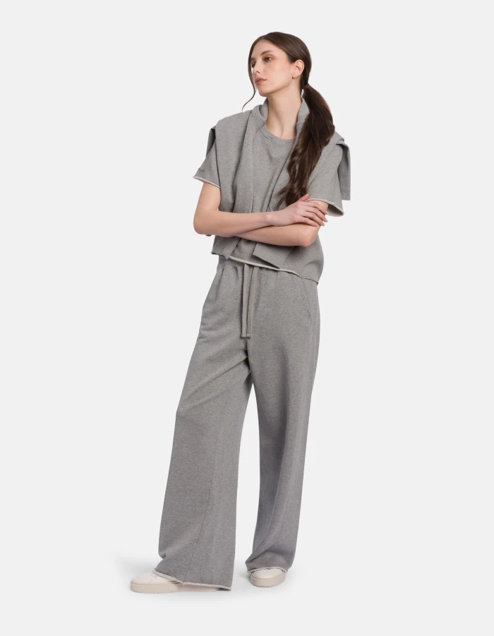 Wide-leg trousers in brushed cotton