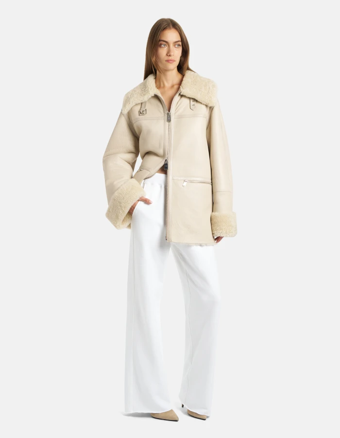 Pantaloni wide leg in felpa garzata