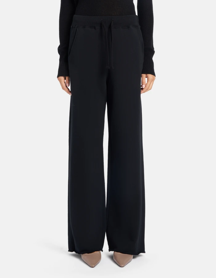 Pantaloni wide leg in felpa garzata